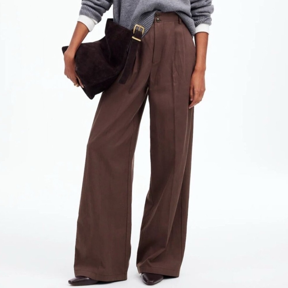 Madewell Harlow Drapey Twill Wide Leg Pants - dark carob